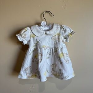 White Baby Dress with Bunny Print